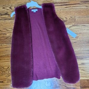 Vest Vegan Fur & Sweater designer "Liz Claiborne" medium size